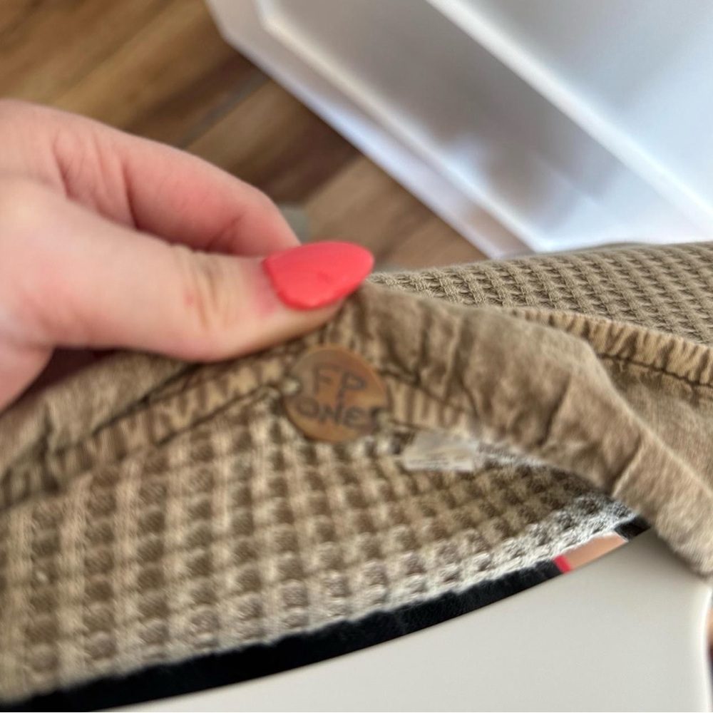 Free People Tan Waffle Knit Cardigan - Picture 2 of 2